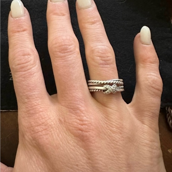 David Yurman X Crossover Band Ring Sterling Silver with Diamonds Size 6 - Picture 3 of 5